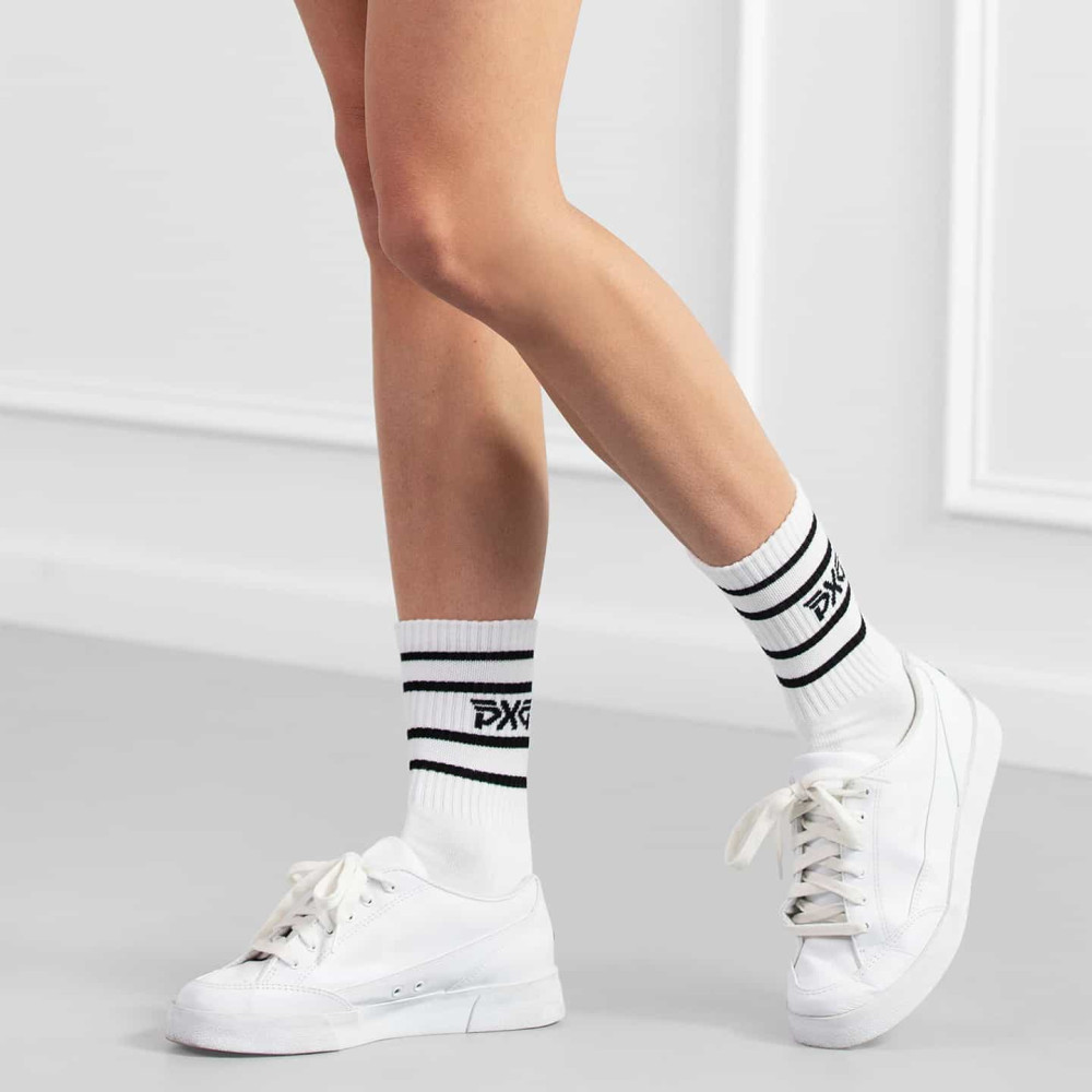 Women's Stripe Crew Socks white P22-O2003_2